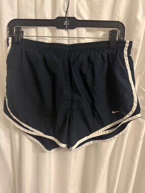 Nike Dri-Fit Navy Blue Running Shorts With White Trim Womens Size M